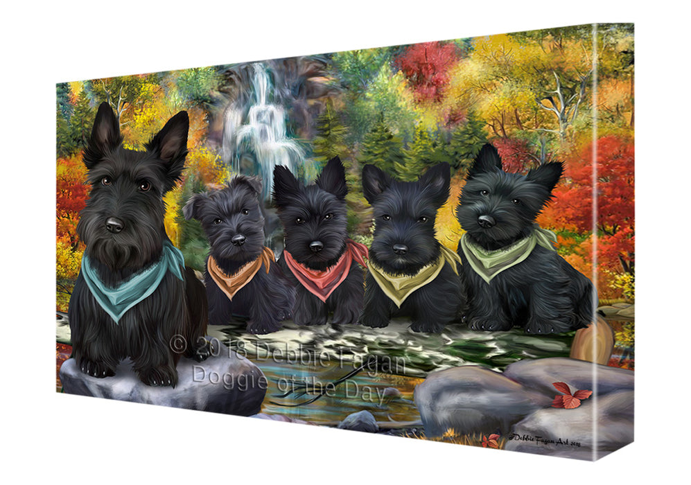 Scenic Waterfall Scottish Terriers Dog Canvas Wall Art CVS61113
