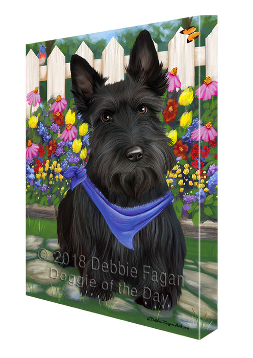 Spring Floral Scottish Terrier Dog Canvas Wall Art CVS67102