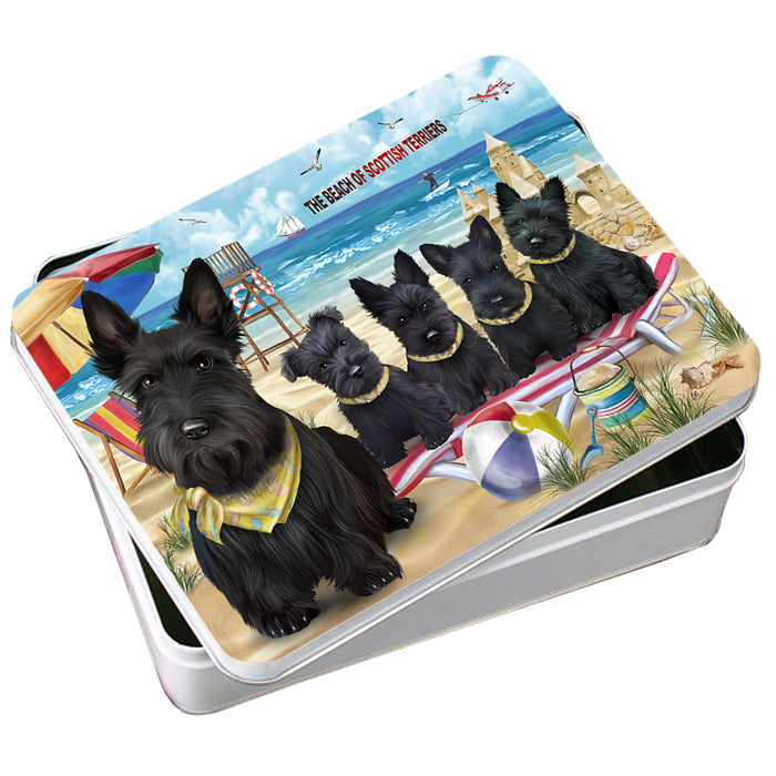Pet Friendly Beach Scottish Terriers Dog Photo Storage Tin PITN50082