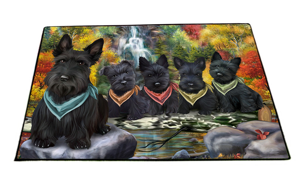 Scenic Waterfall Scottish Terriers Dog Floormat FLMS49935