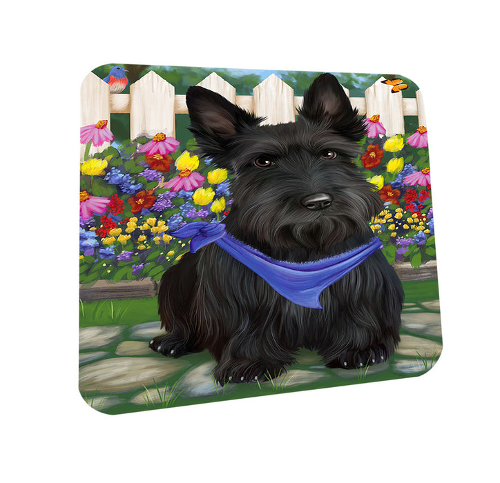 Spring Floral Scottish Terrier Dog Coasters Set of 4 CST52112