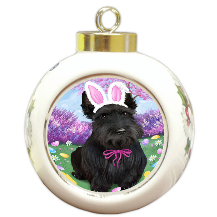 Scottish Terrier Dog Easter Holiday Round Ball Christmas Ornament RBPOR49250