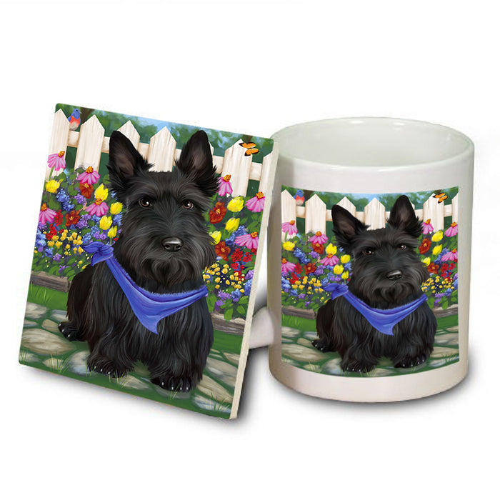 Spring Floral Scottish Terrier Dog Mug and Coaster Set MUC52238