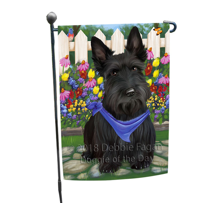 Spring Floral Scottish Terrier Dog Garden Flag GFLG49979