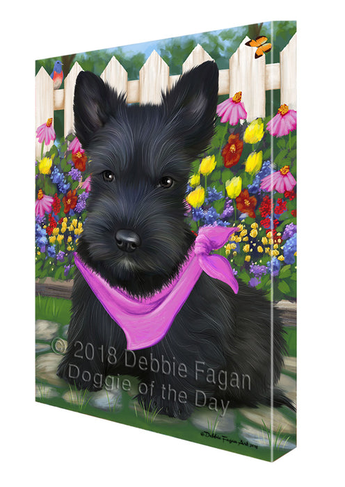 Spring Floral Scottish Terrier Dog Canvas Wall Art CVS67111