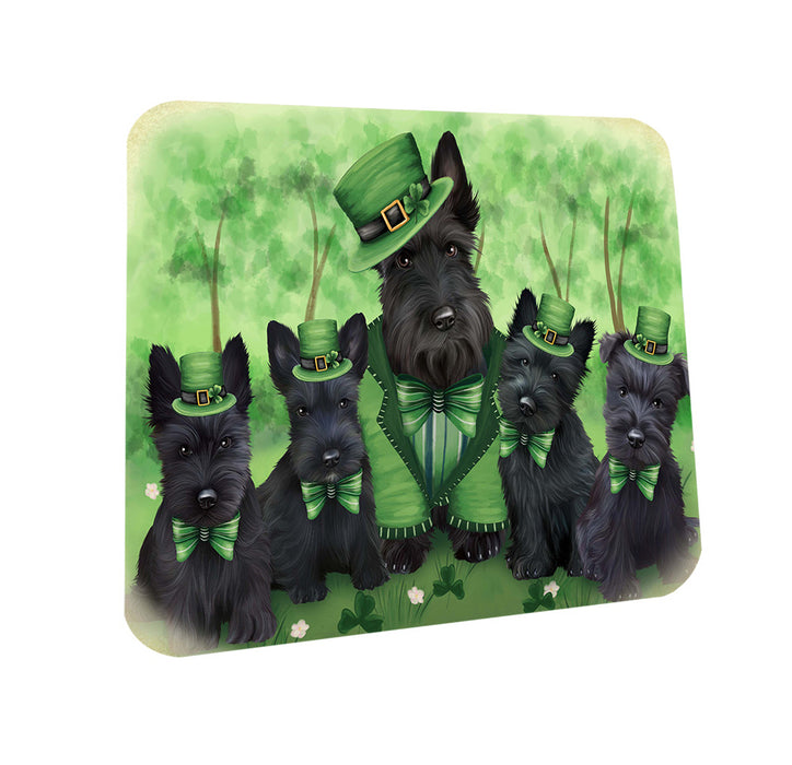 St. Patricks Day Irish Family Portrait Scottish Terriers Dog Coasters Set of 4 CST49344