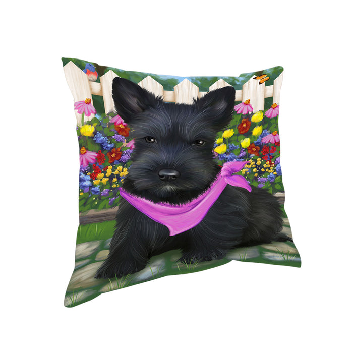 Spring Floral Scottish Terrier Dog Pillow PIL56460