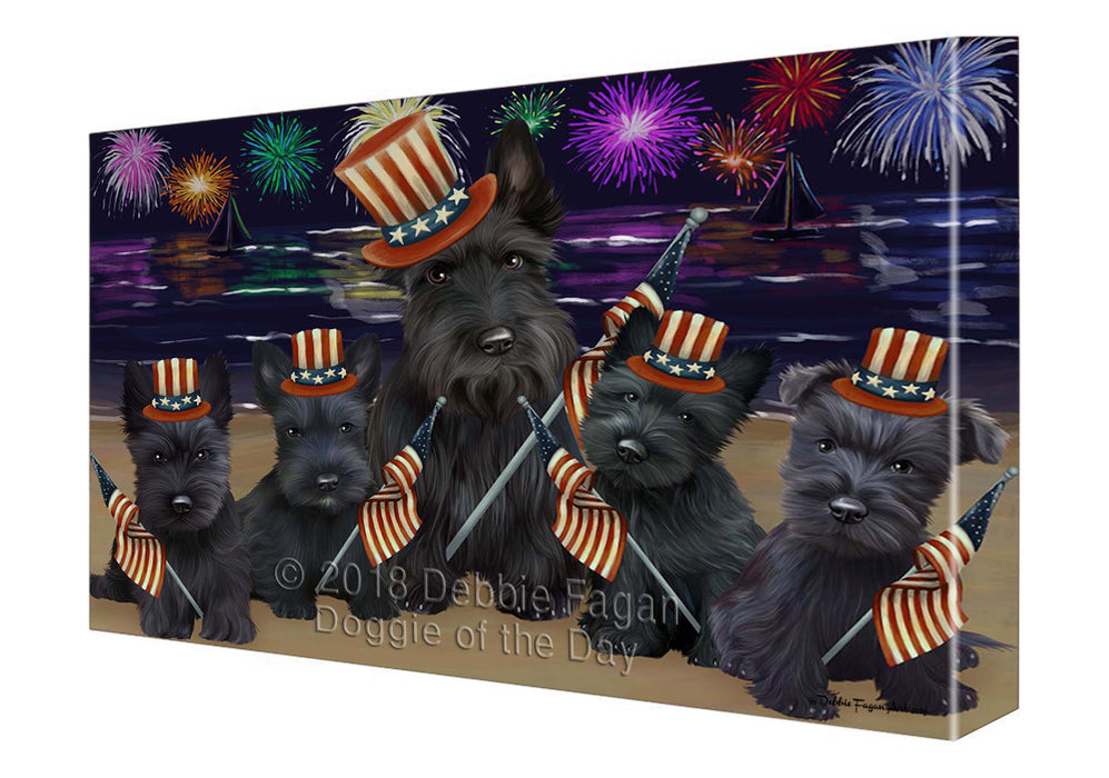 4th of July Independence Day Firework Scottish Terriers Dog Canvas Wall Art CVS56577