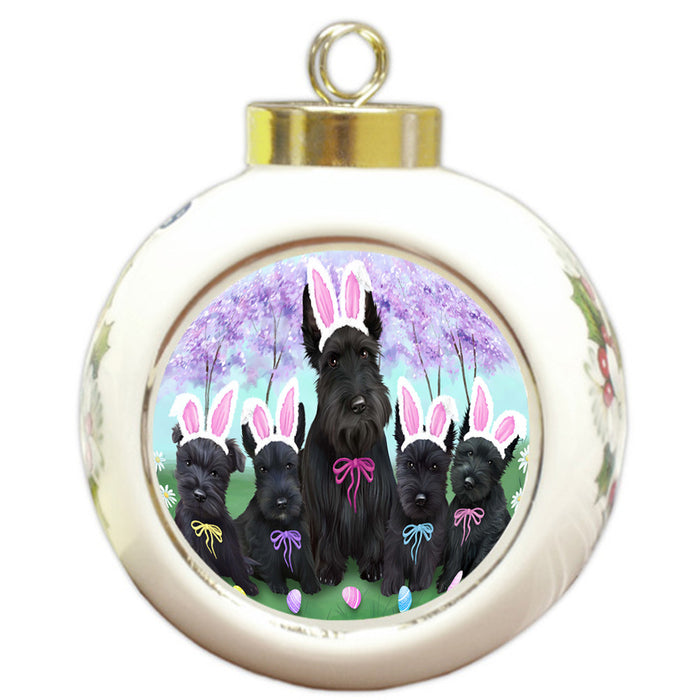 Scottish Terriers Dog Easter Holiday Round Ball Christmas Ornament RBPOR49251