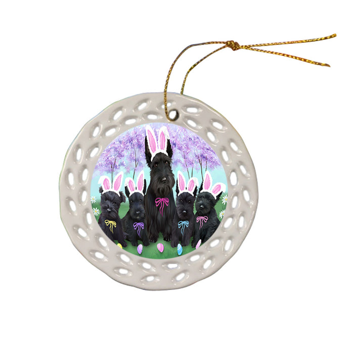 Scottish Terriers Dog Easter Holiday Ceramic Doily Ornament DPOR49251