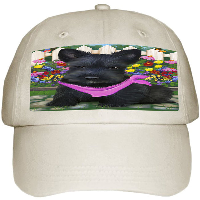 Spring Floral Scottish Terrier Dog Ball Hat Cap HAT59739