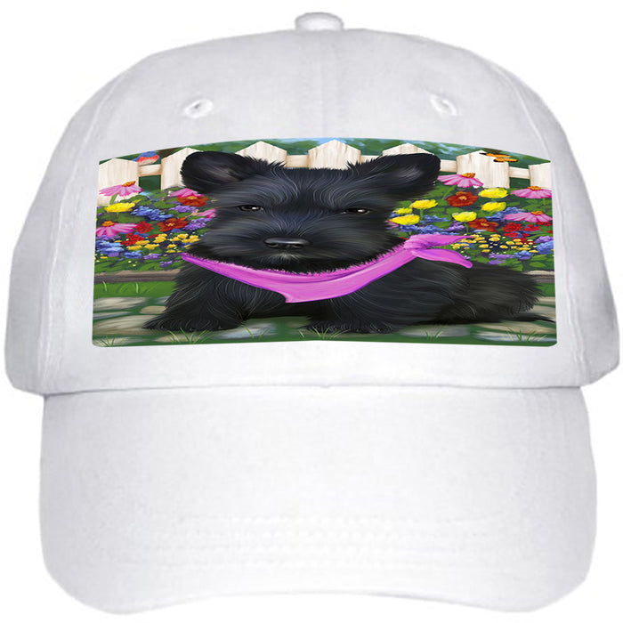 Spring Floral Scottish Terrier Dog Ball Hat Cap HAT59739