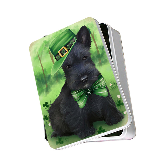 St. Patricks Day Irish Portrait Scottish Terrier Dog Photo Storage Tin PITN49386