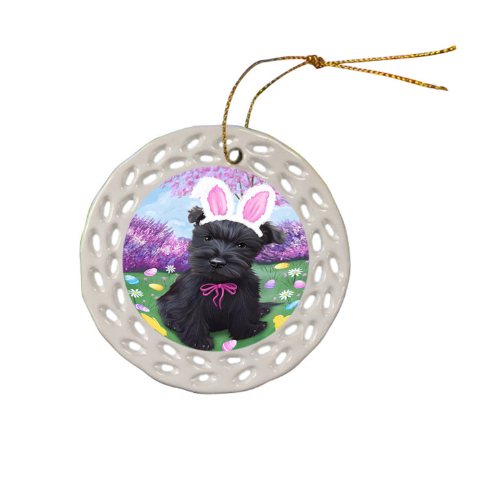 Scottish Terrier Dog Easter Holiday Ceramic Doily Ornament DPOR49252