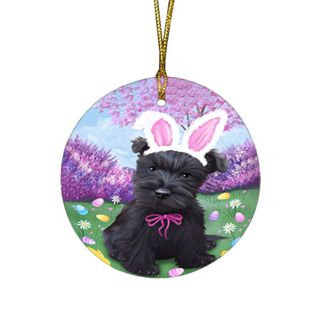 Scottish Terrier Dog Easter Holiday Round Flat Christmas Ornament RFPOR49243