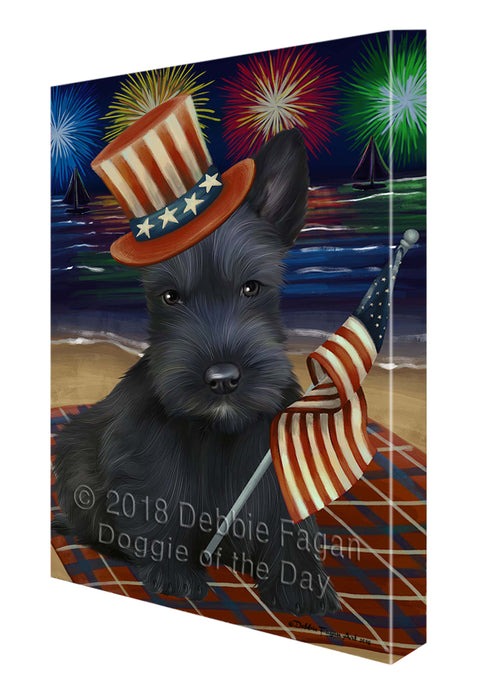 4th of July Independence Day Firework Scottish Terrier Dog Canvas Wall Art CVS56586