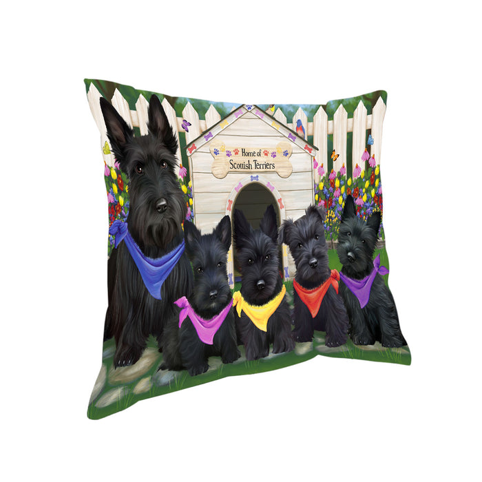 Spring Dog House Scottish Terriers Dog Pillow PIL56368