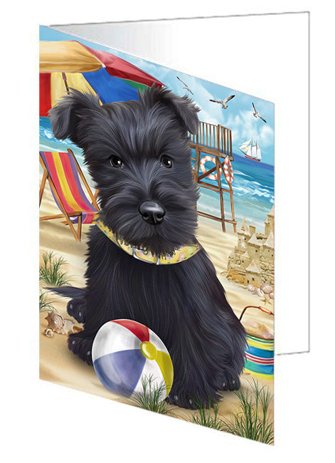 Pet Friendly Beach Scottish Terrier Dog Handmade Artwork Assorted Pets Greeting Cards and Note Cards with Envelopes for All Occasions and Holiday Seasons GCD54287