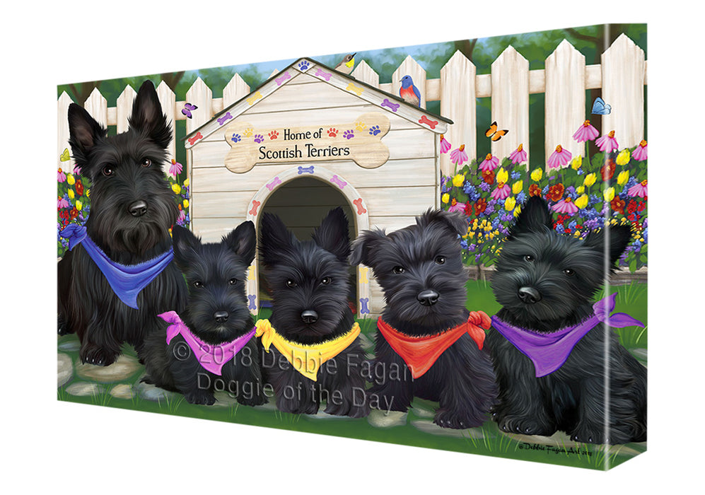 Spring Dog House Scottish Terriers Dog Canvas Wall Art CVS66904