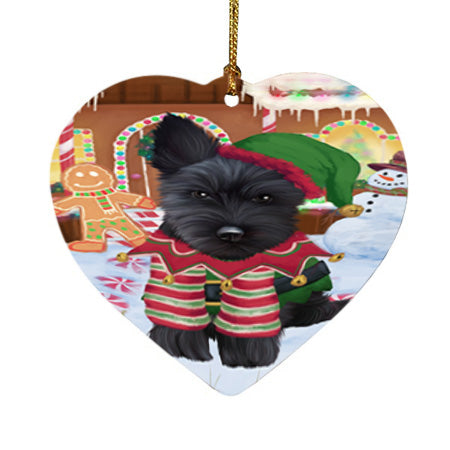 Christmas Gingerbread House Candyfest Scottish Terrier Dog Heart Christmas Ornament HPOR56892