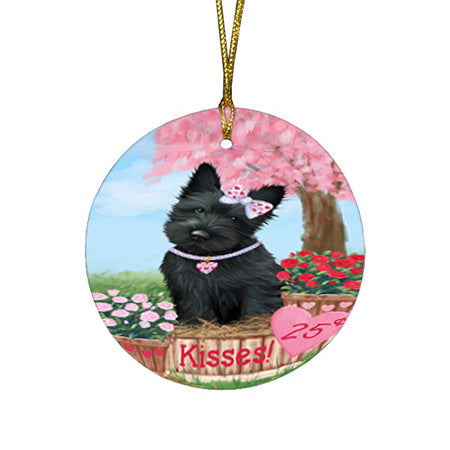 Rosie 25 Cent Kisses Scottish Terrier Dog Round Flat Christmas Ornament RFPOR56377