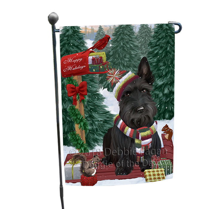 Merry Christmas Woodland Sled Scottish Terrier Dog Garden Flag GFLG55317