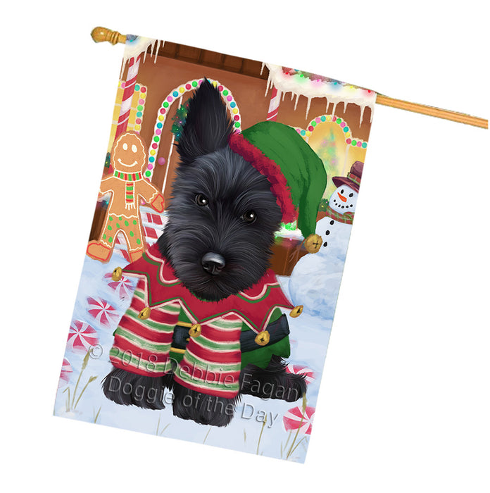 Christmas Gingerbread House Candyfest Scottish Terrier Dog House Flag FLG57220