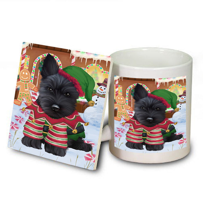 Christmas Gingerbread House Candyfest Scottish Terrier Dog Mug and Coaster Set MUC56528