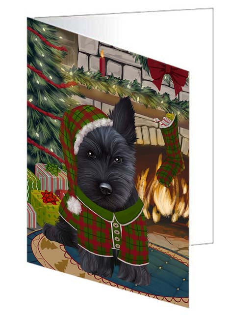 The Stocking was Hung Scottish Terrier Dog Handmade Artwork Assorted Pets Greeting Cards and Note Cards with Envelopes for All Occasions and Holiday Seasons GCD71321