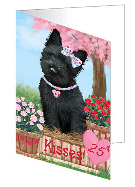 Rosie 25 Cent Kisses Scottish Terrier Dog Handmade Artwork Assorted Pets Greeting Cards and Note Cards with Envelopes for All Occasions and Holiday Seasons GCD72578