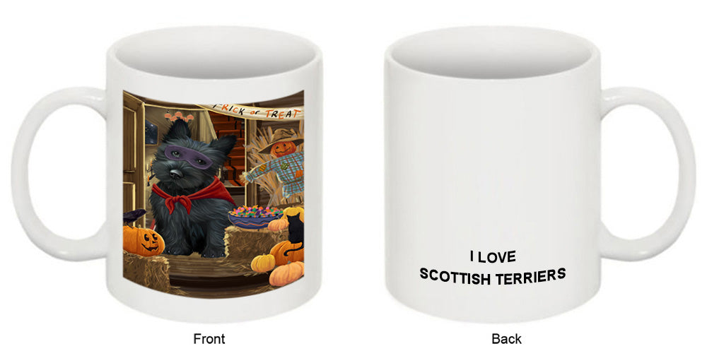 Enter at Own Risk Trick or Treat Halloween Scottish Terrier Dog Coffee Mug MUG48668