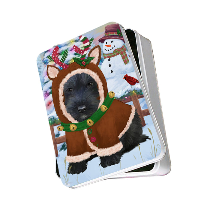 Christmas Gingerbread House Candyfest Scottish Terrier Dog Photo Storage Tin PITN56480