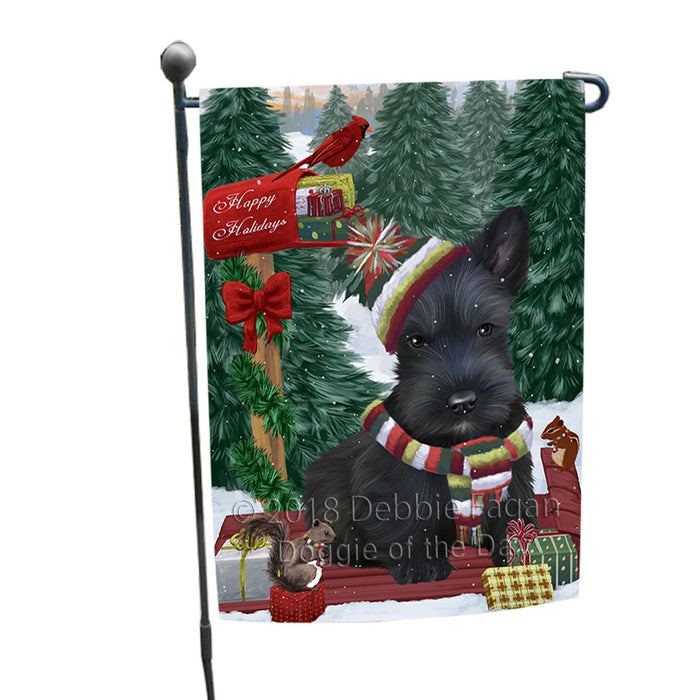 Merry Christmas Woodland Sled Scottish Terrier Dog Garden Flag GFLG55318