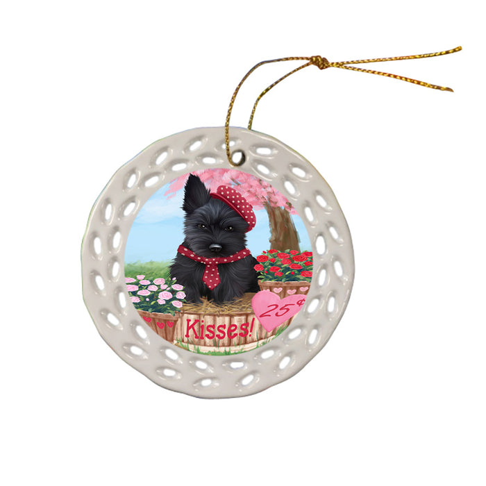 Rosie 25 Cent Kisses Scottish Terrier Dog Ceramic Doily Ornament DPOR56378