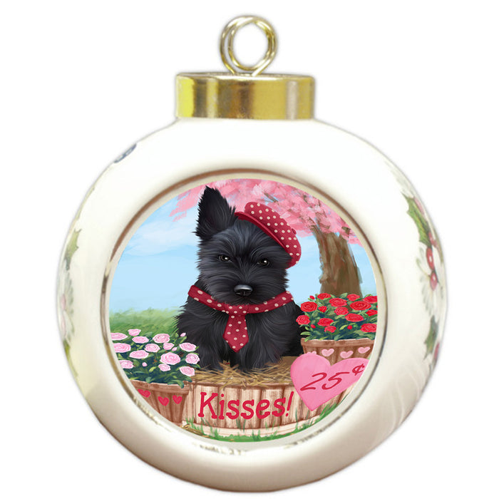 Rosie 25 Cent Kisses Scottish Terrier Dog Round Ball Christmas Ornament RBPOR56378