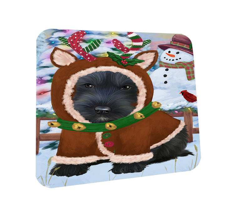 Christmas Gingerbread House Candyfest Scottish Terrier Dog Coasters Set of 4 CST56495