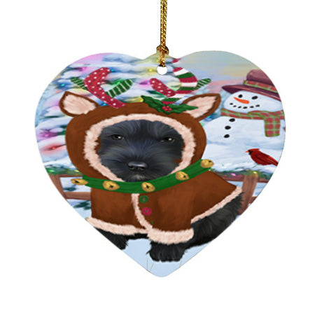 Christmas Gingerbread House Candyfest Scottish Terrier Dog Heart Christmas Ornament HPOR56893