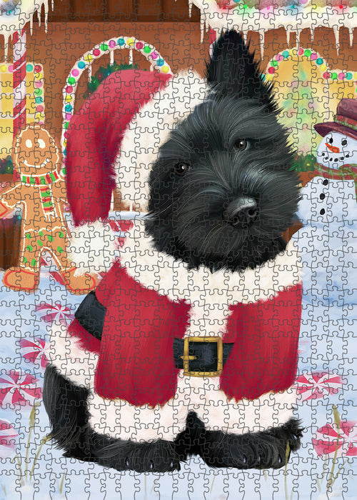 Christmas Gingerbread House Candyfest Scottish Terrier Dog Puzzle with Photo Tin PUZL94352