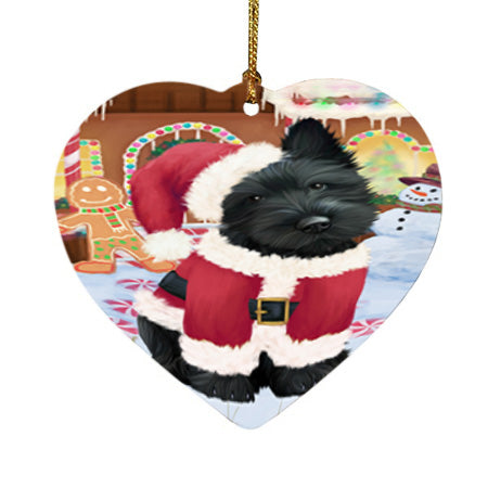 Christmas Gingerbread House Candyfest Scottish Terrier Dog Heart Christmas Ornament HPOR56894