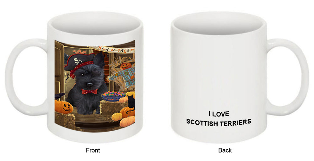 Enter at Own Risk Trick or Treat Halloween Scottish Terrier Dog Coffee Mug MUG48669