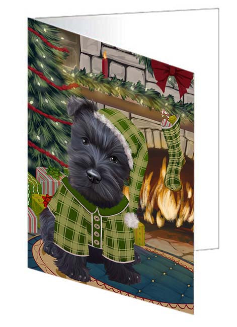 The Stocking was Hung Scottish Terrier Dog Handmade Artwork Assorted Pets Greeting Cards and Note Cards with Envelopes for All Occasions and Holiday Seasons GCD71327