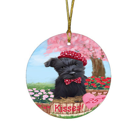 Rosie 25 Cent Kisses Scottish Terrier Dog Round Flat Christmas Ornament RFPOR56379