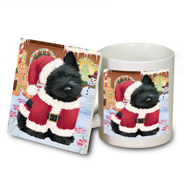 Christmas Gingerbread House Candyfest Scottish Terrier Dog Mug and Coaster Set MUC56530