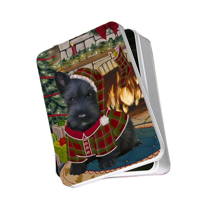 The Stocking was Hung Scottish Terrier Dog Photo Storage Tin PITN55548