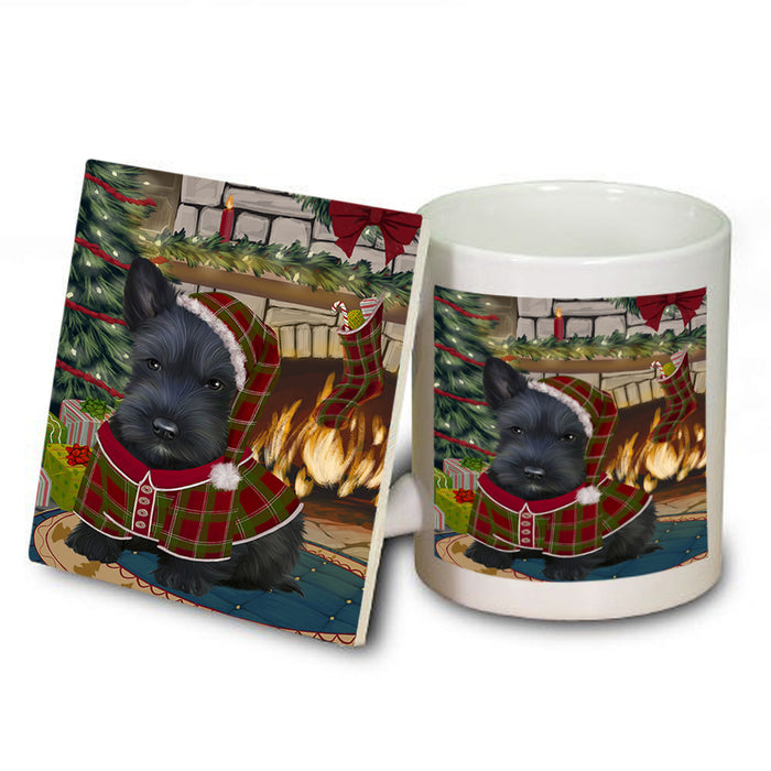 The Stocking was Hung Scottish Terrier Dog Mug and Coaster Set MUC55597