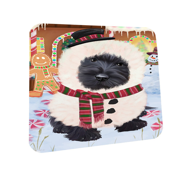 Christmas Gingerbread House Candyfest Scottish Terrier Dog Coasters Set of 4 CST56497