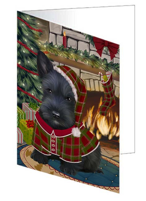 The Stocking was Hung Scottish Terrier Dog Handmade Artwork Assorted Pets Greeting Cards and Note Cards with Envelopes for All Occasions and Holiday Seasons GCD71330