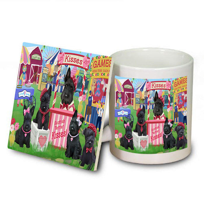 Carnival Kissing Booth Scottish Terriers Dog Mug and Coaster Set MUC55915