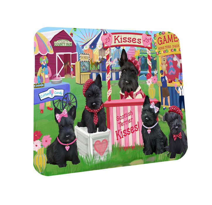 Carnival Kissing Booth Scottish Terriers Dog Coasters Set of 4 CST55881