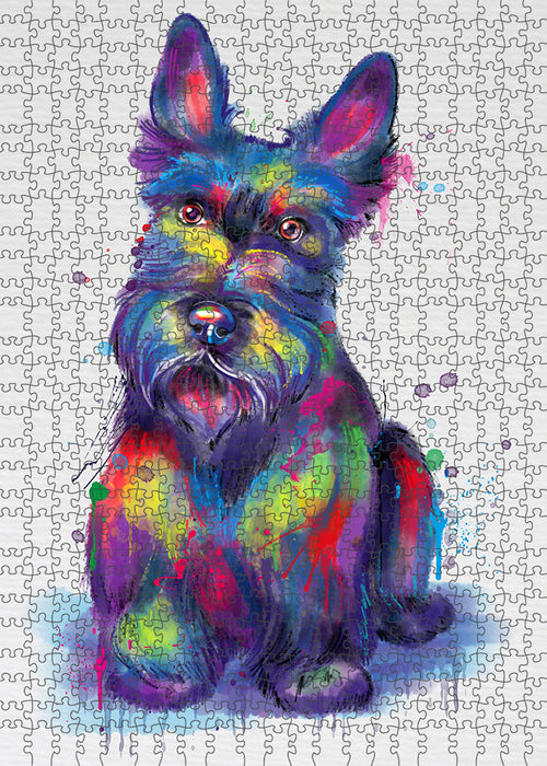 Watercolor Scottish Terrier Dog Puzzle with Photo Tin PUZL97216